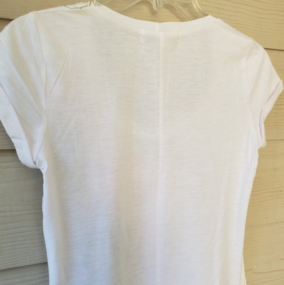 Decree Eclectic Orange Floral Polka-dot Graphic Printed Shark-bite Tunic Top - Picture 11 of 13